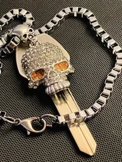 junk（ok）ラインストーン　スカル　ペンダント　ドクロ　ワイルドチェーン