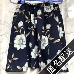 CECIL McBEE 花柄 フレア ミニスカート 紺 青 ネイビー ブルー