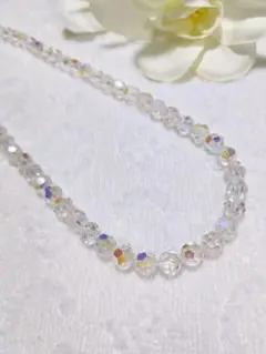 クリスタルビーズ ネックレス 透明 約43cm