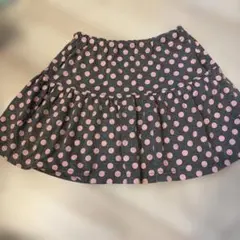 マザウェイズ　キッズ スカート ドット柄 グレー×ピンク