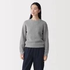 婦人　洗えるメッシュクルーネックセーター 婦人Ｍ・グレー