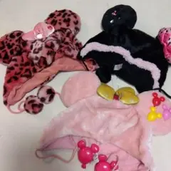 ミニー耳付き帽子　3点セット
