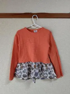 BREEZE 長袖カットソー 110サイズ オレンジ×花柄