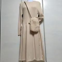 【美品】SAISON DE PAPILLONニットワンピース Ｆサイズ ＆バッグ