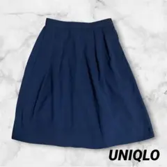 UNIQLO ひざ丈　フレアスカート　ポケット付　ネイビーのサムネイル