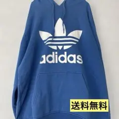 『人気』☆adidas 青 フード付きパーカー Mサイズ
