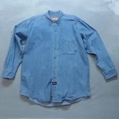 Dickies 古着 A0532 デニムシャツ XXL 青 ボタンダウン