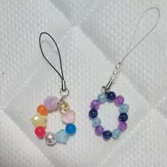 ハンドメイド ビーズストラップ 2点セット