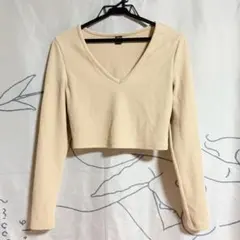 SHEIN 長袖 クリーム クロップド丈 海外風 ギャル Mサイズ