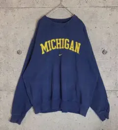 L NIKEナイキ 刺繍 ビッグロゴ ミシガン チーム スウェット トレーナー