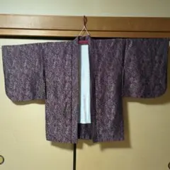 黒 赤 銀糸 刺繍 羽織 羽織紐付 リメイク アンティーク