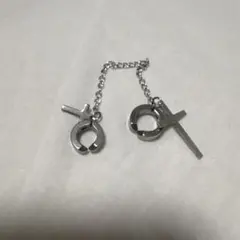 チェーン付き クロス イヤーカフ シルバーカラー