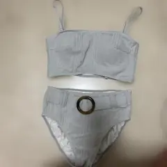 MURUAリブ素材 セパレート水着 ハイウエストビキニ ライトグレーのサムネイル