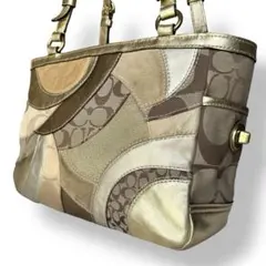 美品✨希少コーチ14004　シグネチャー　パッチワークショルダー　ハンドバッグ