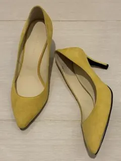 美品！アダムエロペ ポインテッドトゥパンプス 24cm イエロー