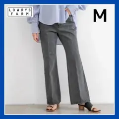 LOWRYS FARM カラーデニムフレアパンツ チャコールグレー M デニム