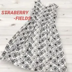 【美品】ストロベリーフィールズ 花柄 刺繍 ノースリーブワンピース フレアのサムネイル