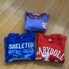 恐竜プリント 長袖Tシャツ 120cm 3点セット