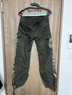 Y2K オリーブ色ナイロンカジュアルパンツ
