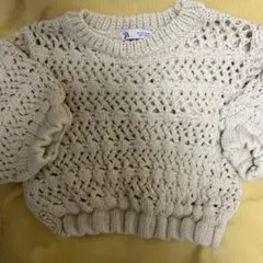 ZARA クリーム色 編み込みニットセーター
