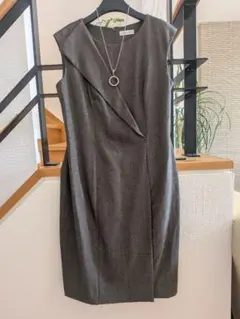 【美品】Calvin Klein カルバンクライン　ドレープワンピース グレー♪