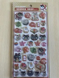 【新品・未開封】クーリアボンボンドロップシール 縁起物 猫 だるまぷっくりシール