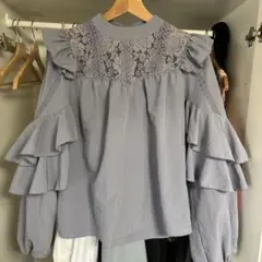 GRLフリル レース 長袖ブラウス