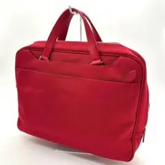 ビジネスバッグ ハンドバッグ レッド キャンバス レザー 大容量 A4収納可
