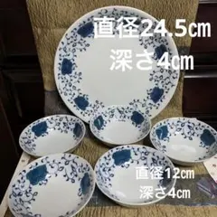 花唐草大皿と小鉢5個　裏印ありのサムネイル