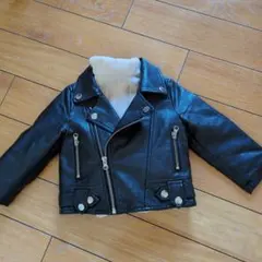 ライダースジャケット90サイズ　合皮　中綿入り