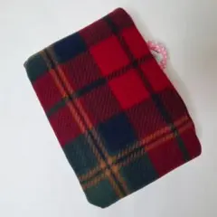 チェックフリース生地　レッド×グリーン　1枚