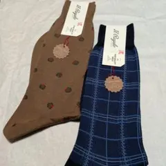 イルレガロ IL REGALO メンズソックス ２足 紺色 ＆茶色25〜27cmのサムネイル