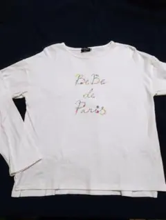BeBe ホワイト140花柄長袖カットソー