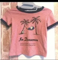 I'm doraemonドラえもんTシャツ 青い空　南の島　ピンク　ハンモックのサムネイル