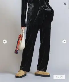 ベルベット ワイドパンツ 黒