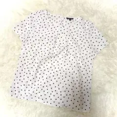 INDIVI ドット柄シフォンブラウス(M相当)シアー フレンチスリーブ