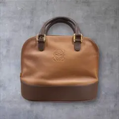 LOEWE ロエベ アナグラム型押しレザーハンドバッグ キャメル茶色のサムネイル