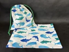 サメ給食セットランチョンマット(20×30)弁当袋コップ袋巾着袋入園入学