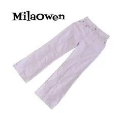 ミラオーウェン ワイドデニムパンツ コットン ホワイト