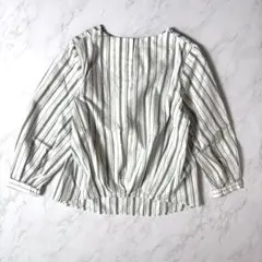 any FAM ストライプブラウス M 白黒 春夏 七分袖のサムネイル