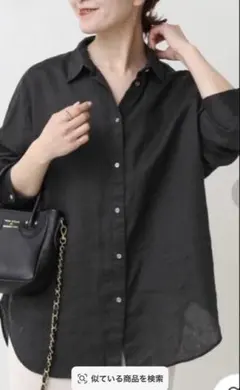 Spick & Span 長袖リネンシャツ ブラック