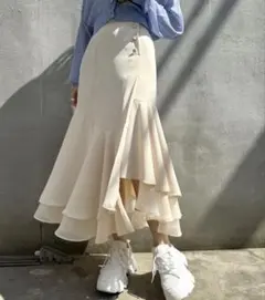 OLIVE des OLIVE 裾シフォンマーメイドスカート