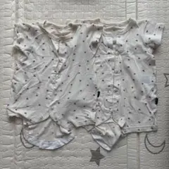 【ベビー 夏服】コットンロンパース 前開き 50-70cm ハート柄 2着セット
