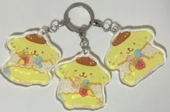 いちご新聞 50周年 ポムポムプリン 3連 アクリルキーホルダー サンリオ