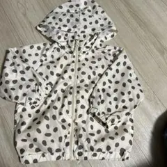 水玉模様 ダルメシアン柄フード付きジャケット 100cmブルゾンオフホワイト