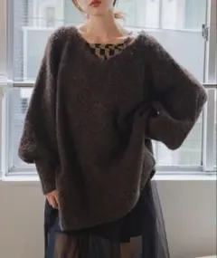 【前後2WAY】メランジVあきニットプルオーバー