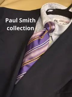 【美品】ポールスミス　イタリア製　ストライプ　パープル×イエロー　シルクネクタイ