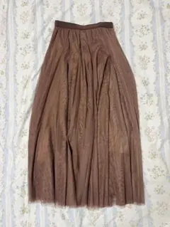 ブラウン チュール フレアスカート