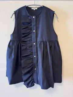 yori ヨリ♡ダブルフリルベスト ネイビー 38 クリーニング済み 美品】 yori / ヨリ | 2022SS | ダブルクロスフリルジレ | 36