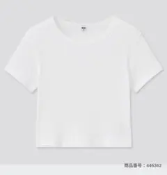 ユニクロ　コットンリブクルーネッククロップドT（半袖）　ショート丈半袖Tシャツ